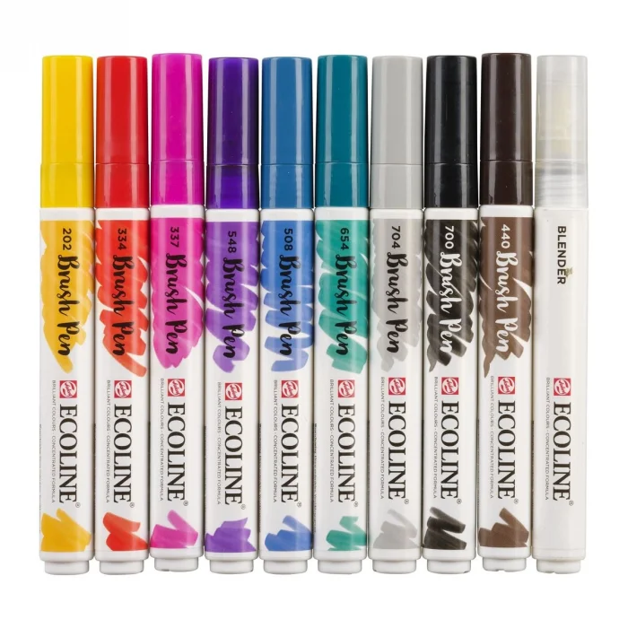 Talens Ecoline Brush Pen Fırça Uçlu Kalem Seti 10 Renk HANDLETTERING COLOURS