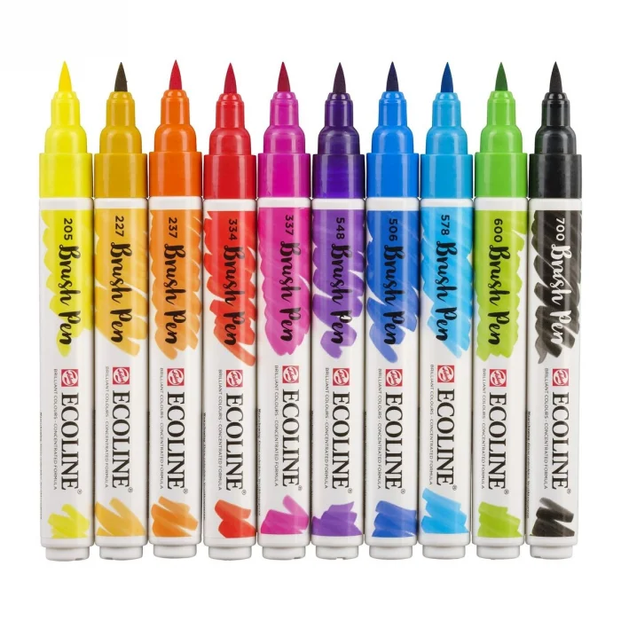 Talens Ecoline Brush Pen Fırça Uçlu Kalem Seti 10 Renk PRIMARY COLOURS