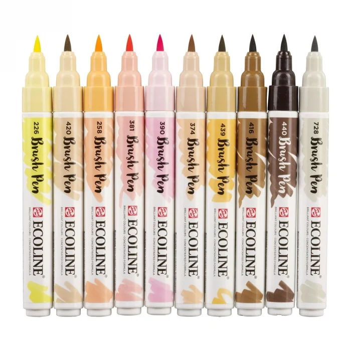 Talens Ecoline Brush Pen Fırça Uçlu Kalem Seti 10 Renk SKIN COLOURS