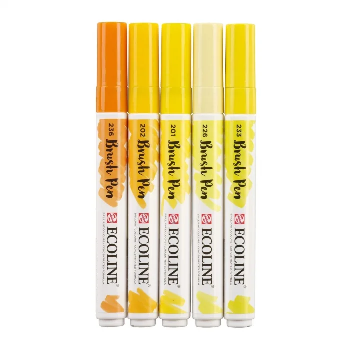 Talens Ecoline Brush Pen Fırça Uçlu Kalem Seti 5 Renk YELLOW COLOURS