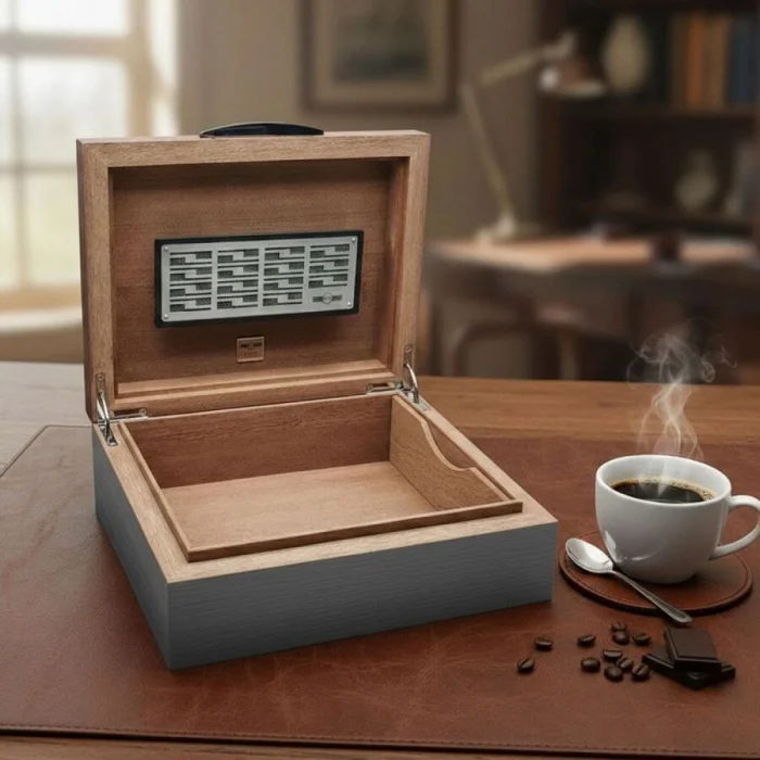 The White Spot Humidor Puro Kutusu Gri Meşe 50s