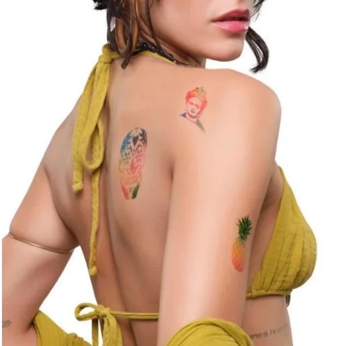 Toptan 10 Adet Spray Tattoo Paketi 54 adet şablon hediyeli