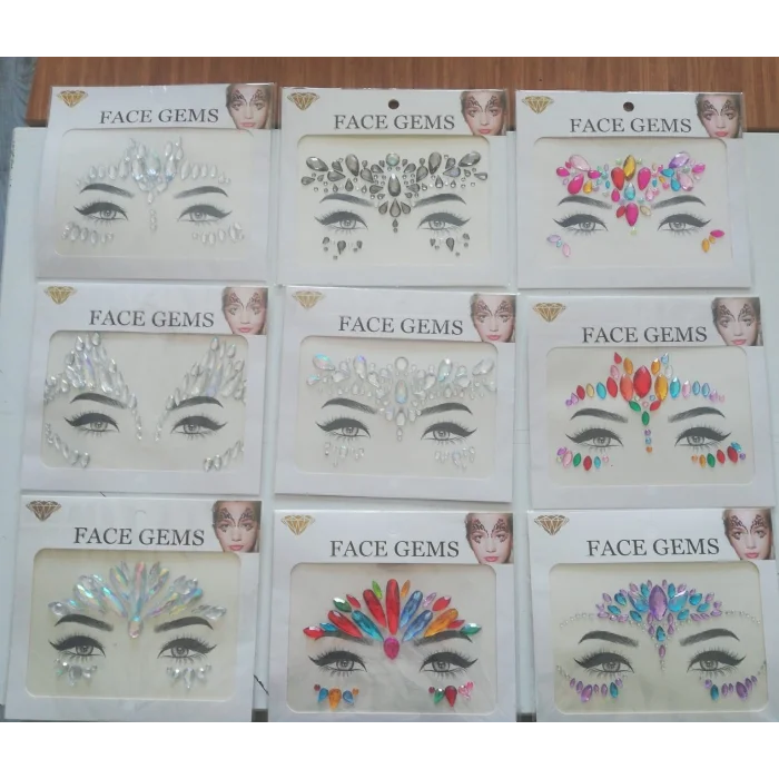 Toptan Face Gems Yüz Taşı 10 Adet Birden