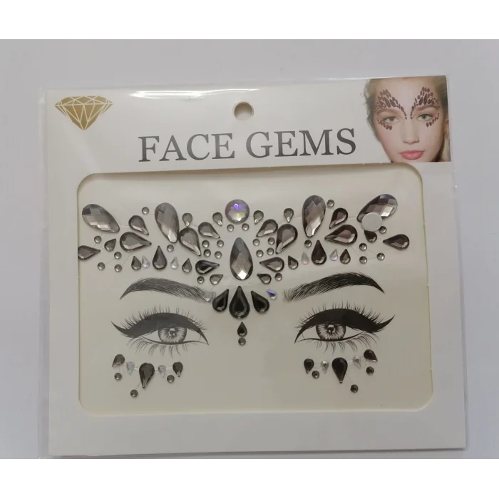 Toptan Face Gems Yüz Taşı 10 Adet Birden