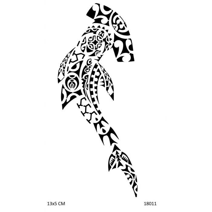 Tribal Çekiç Balığı Geçici Dövme Şablonu