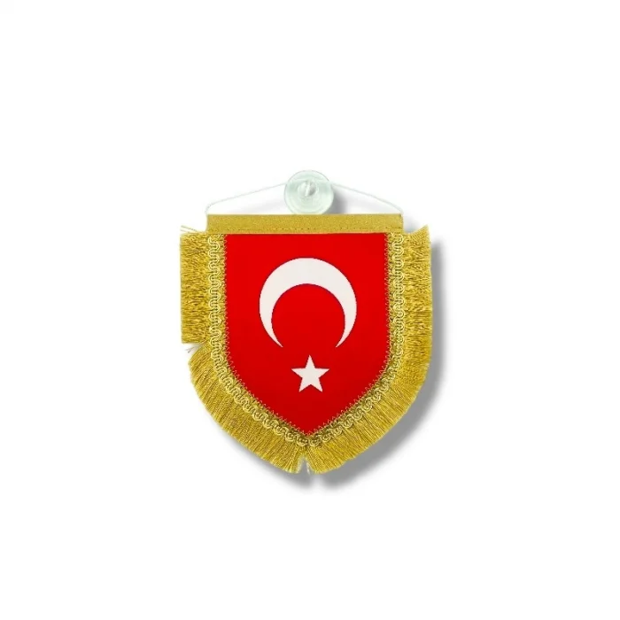 Türk bayrağı-Beşgen Flama 15x16 cm (Saten)