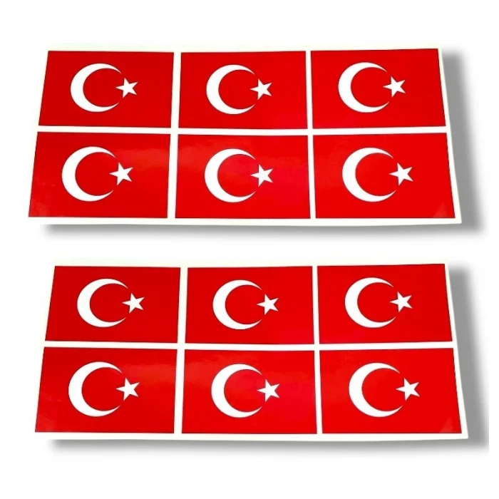 Türk Bayraklı Sticker 12li (6x9 cm)