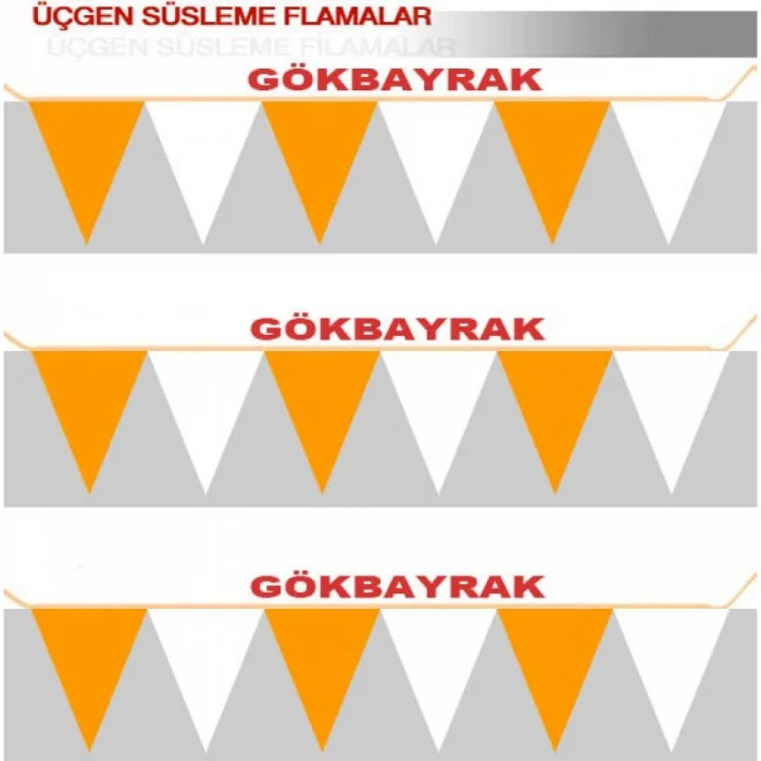 Turuncu-Beyaz  Üçgen Flama-18x20 cm