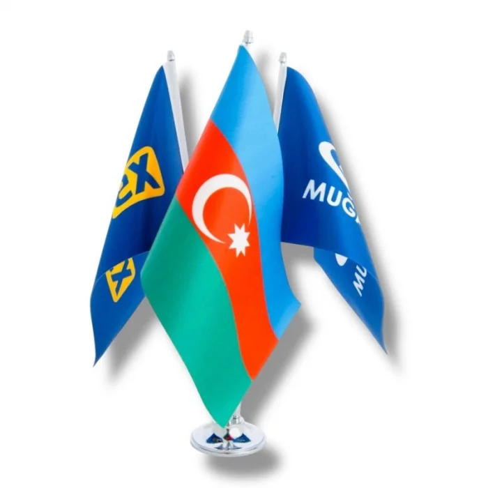 Üçlü Ofis Masa Bayrağı-Özel Baskı