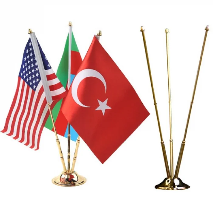 Üçlü Ofis Masa Bayrağı-Özel Baskı