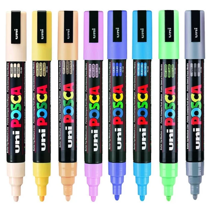 Uni Posca PC-5M 1.8-2.5 Su Bazlı Boyama Markörü Seti Çiçek Renkleri 8 RENK