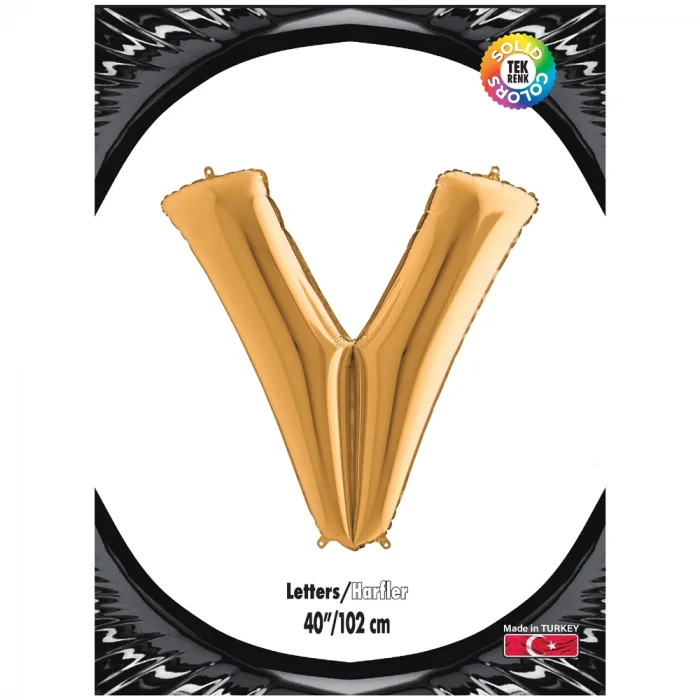 V Harf Altın Folyo Balon 40