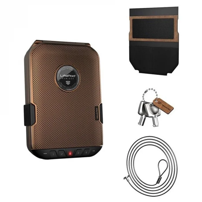 Vaultek Lifepod Seyahat Humidoru Antik Brass