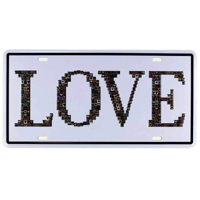 Vintage Metal Plaka Love 15x30