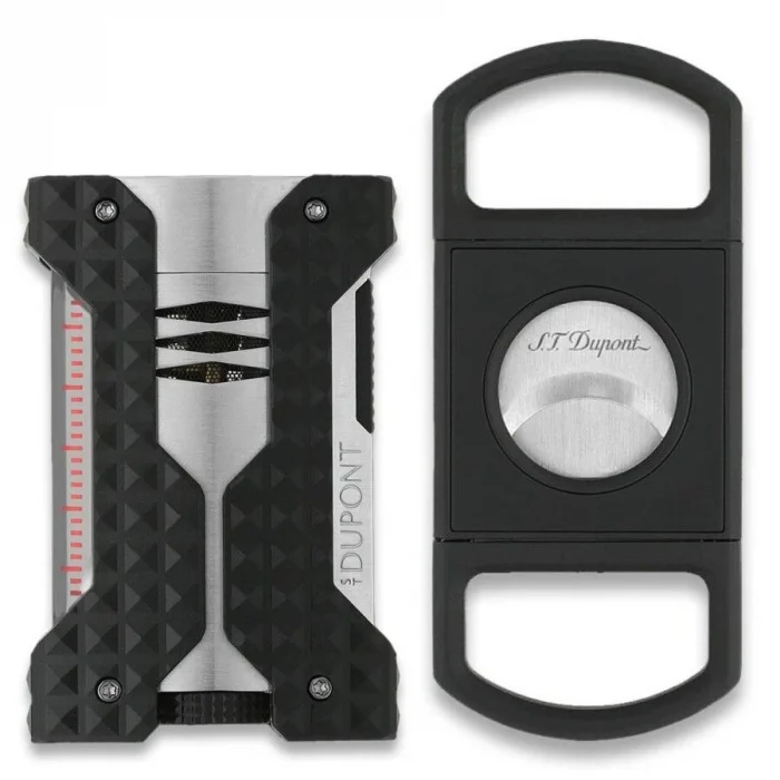Windproof Rüzgar Geçirmez Puro Çakmak ve Kesici Seti Krom