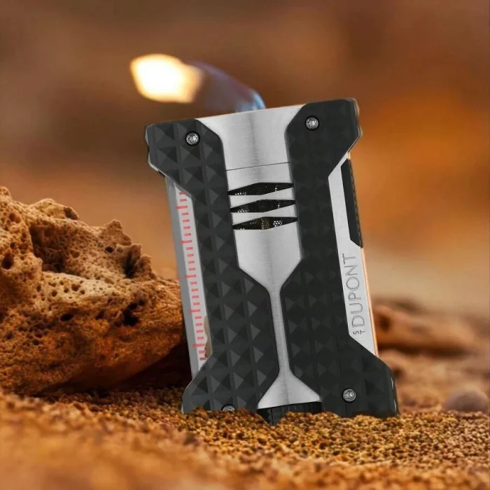Windproof Rüzgar Geçirmez Puro Çakmak ve Kesici Seti Krom