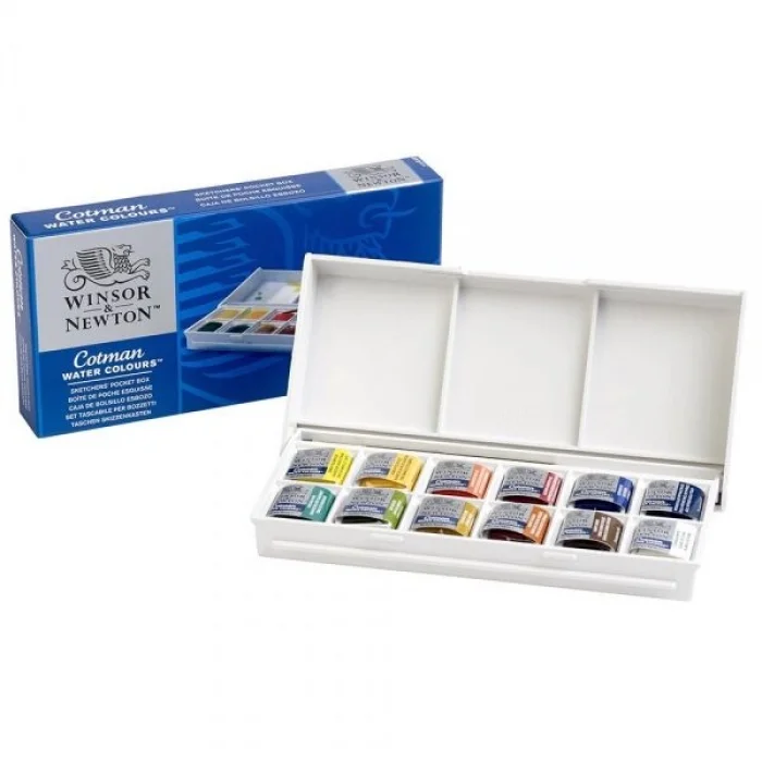 Winsor & Newton Cotman Sketchers Pocket Box 1/2 Tablet Sulu Boya Seti 12 Renk