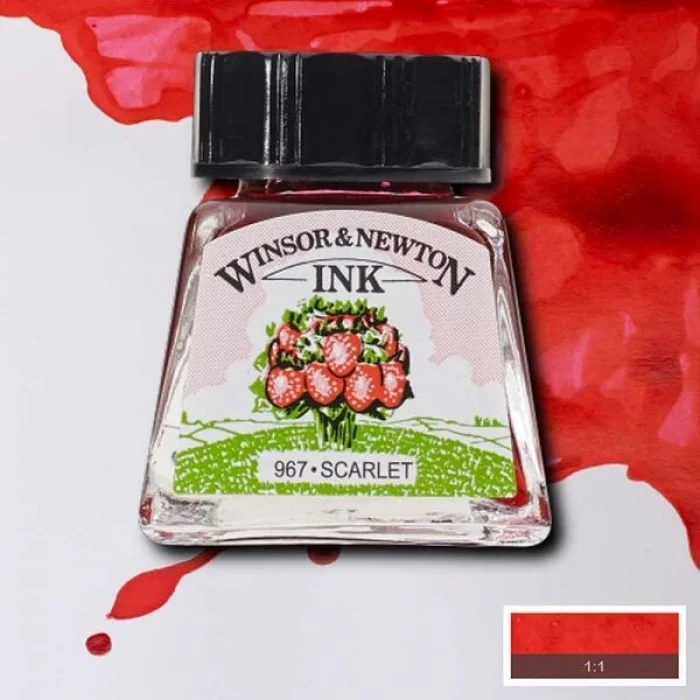 Winsor & Newton Drawing Ink Çizim Mürekkebi 14 ml. 601 Scarlet