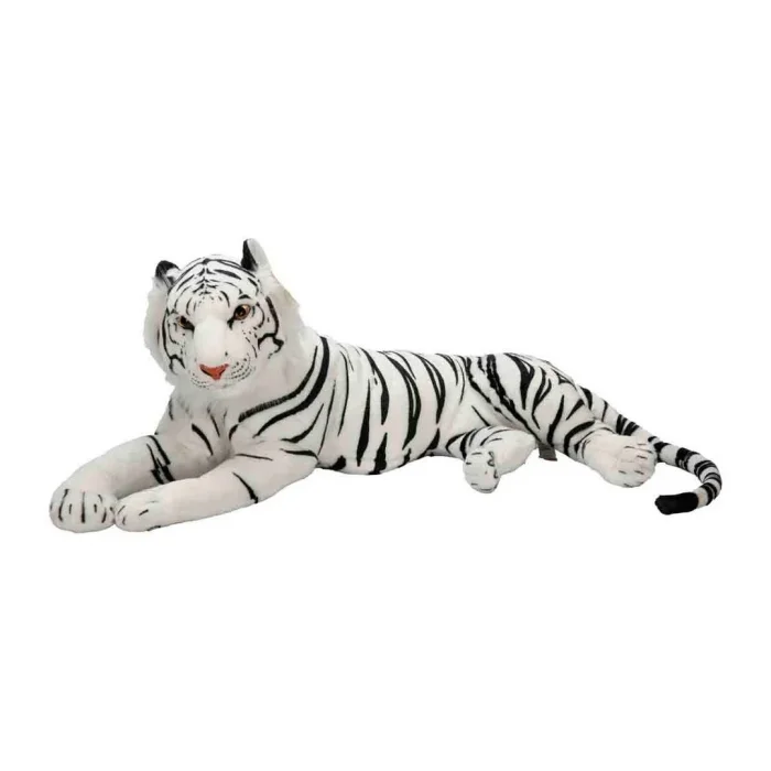 Yan Yatan Beyaz Peluş Kaplan 90 cm