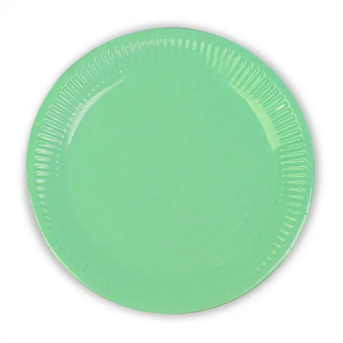 Yeşil Makaron Karton Tabak 23cm