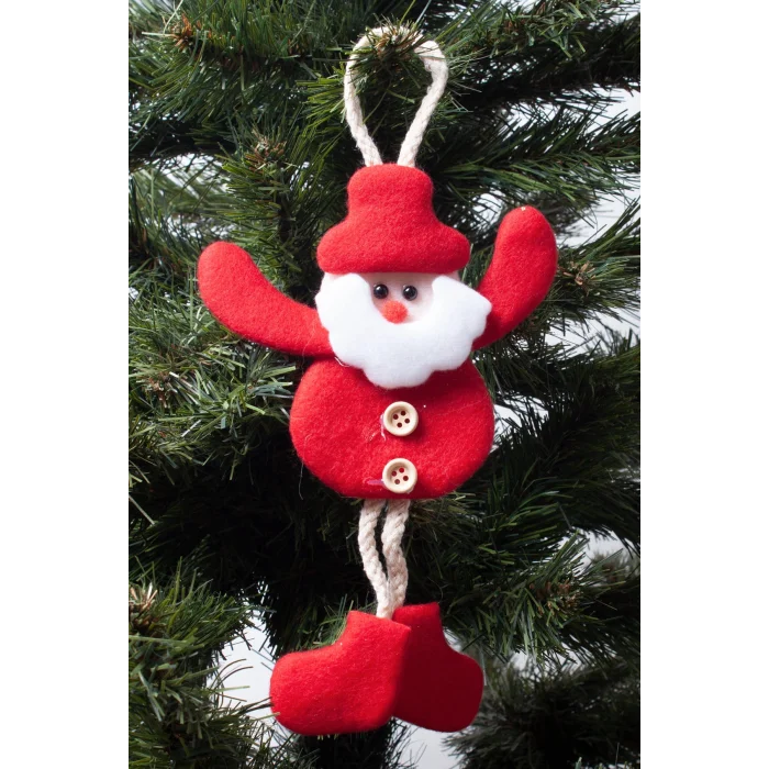 Yılbaşı Noel Baba Pelüş Asma Süs Desenli 15cm