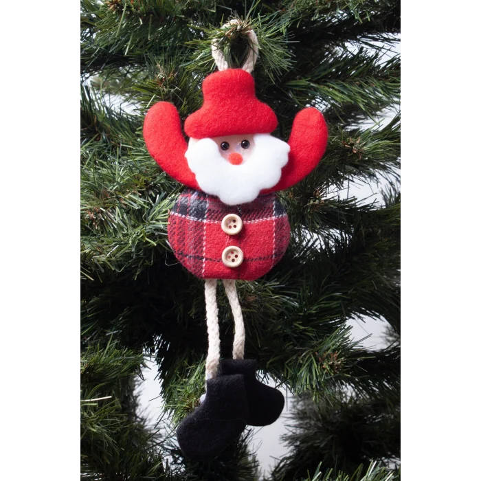 Yılbaşı Noel Baba Pelüş Asma Süs Desenli 15cm