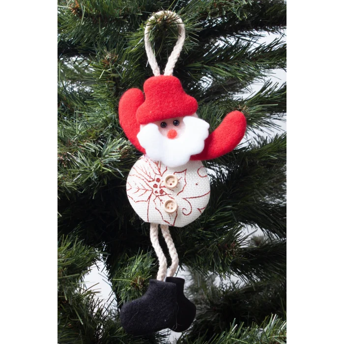 Yılbaşı Noel Baba Pelüş Asma Süs Desenli 15cm