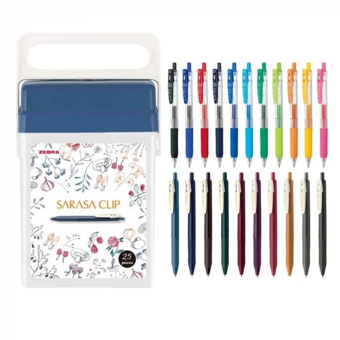 Zebra Sarasa Clip Jel Mürekkepli Roller Kalem Seti 0.5 mm. 25 Color Box Set