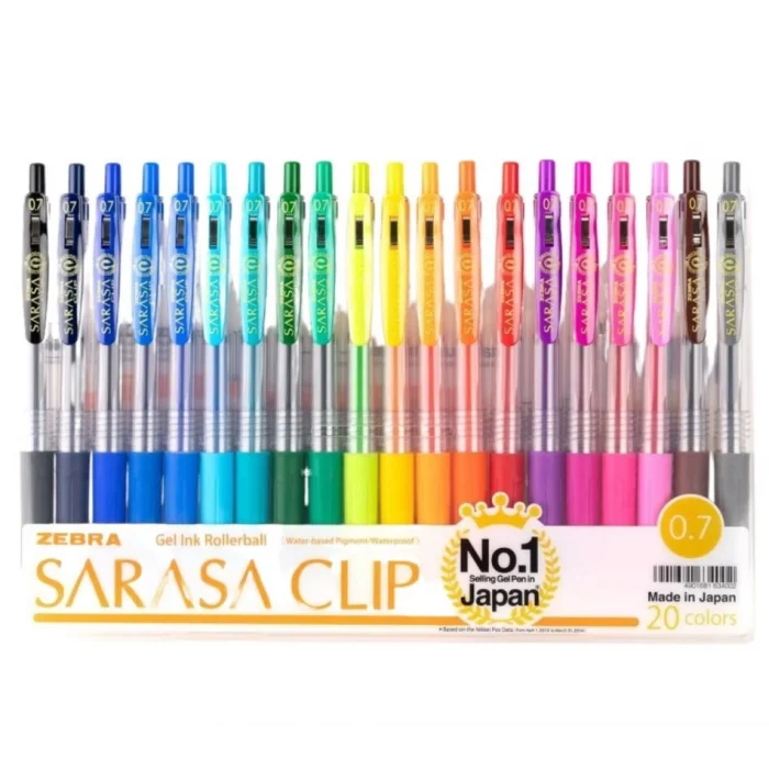 Zebra Sarasa Clip Jel Mürekkepli Roller Kalem Seti 0.7 mm. 20 Renk