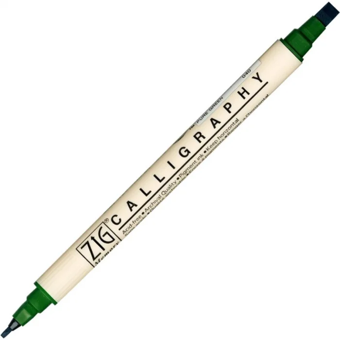 Zig Calligraphy Çift Uçlu Kaligrafi Kalemi 2 mm. + 5 mm. 040 Pure Green