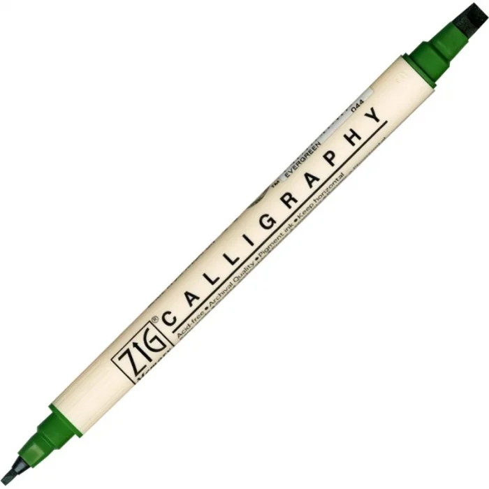 Zig Calligraphy Çift Uçlu Kaligrafi Kalemi 2 mm. + 5 mm. 044 Ever Green