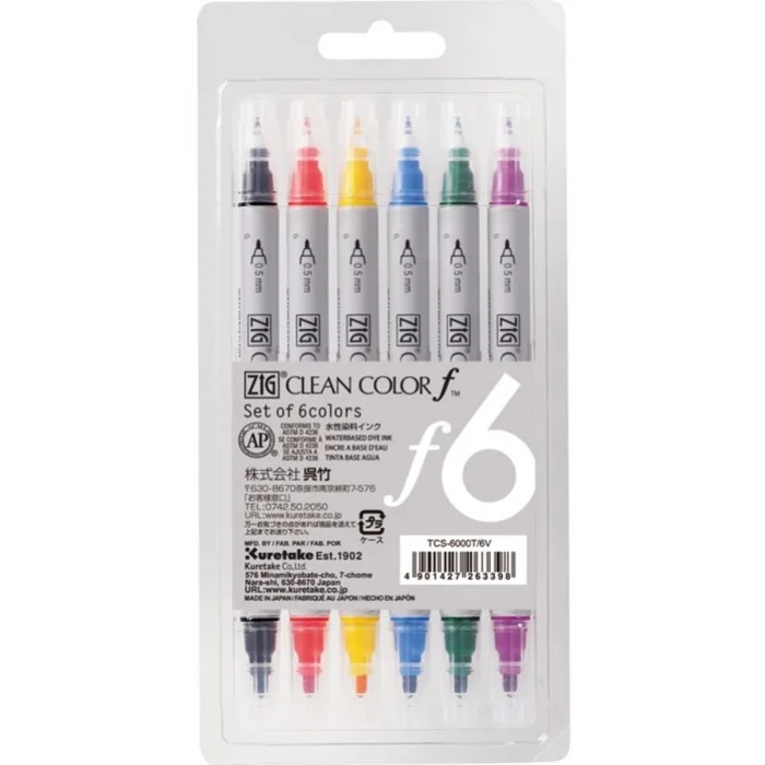 Zig Clean Color f Çift Uçlu Kalem Seti 6 Renk