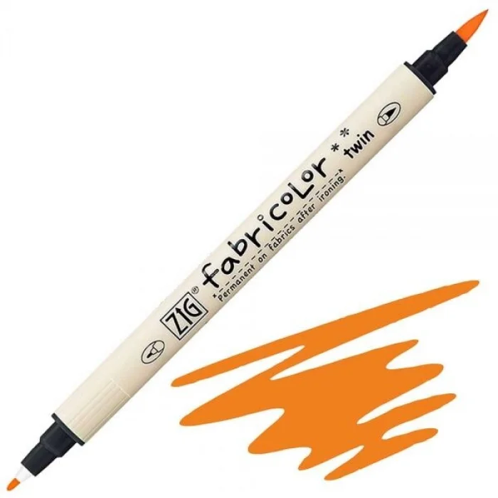 Zig Fabricolor Twin Çift Uçlu Kumaş Tekstil Boyama Kalemi  FLUORESCENT ORANGE