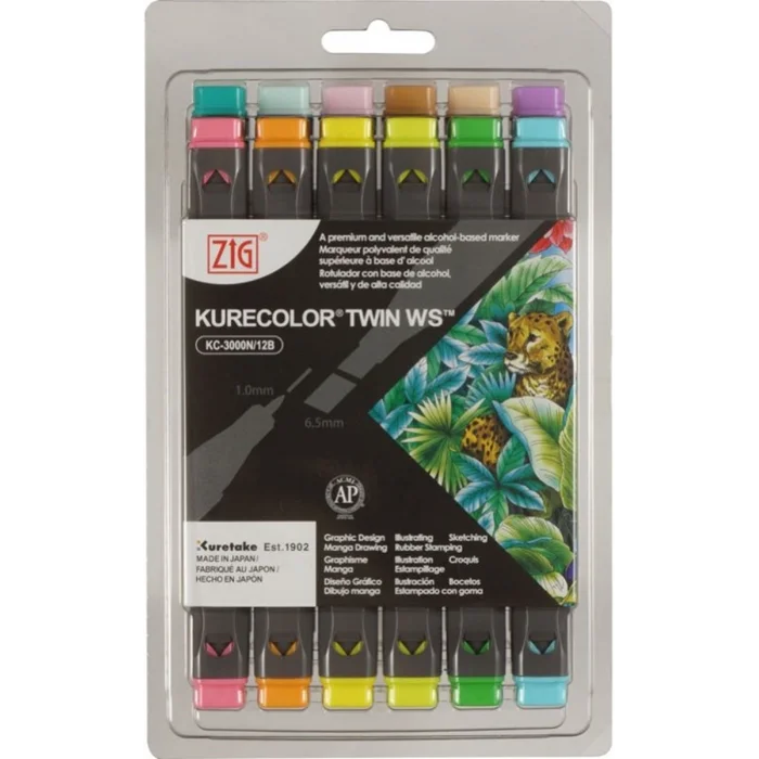Zig Kurecolor Twin S Marker Kalem Seti 12 Renk PALE COLORS