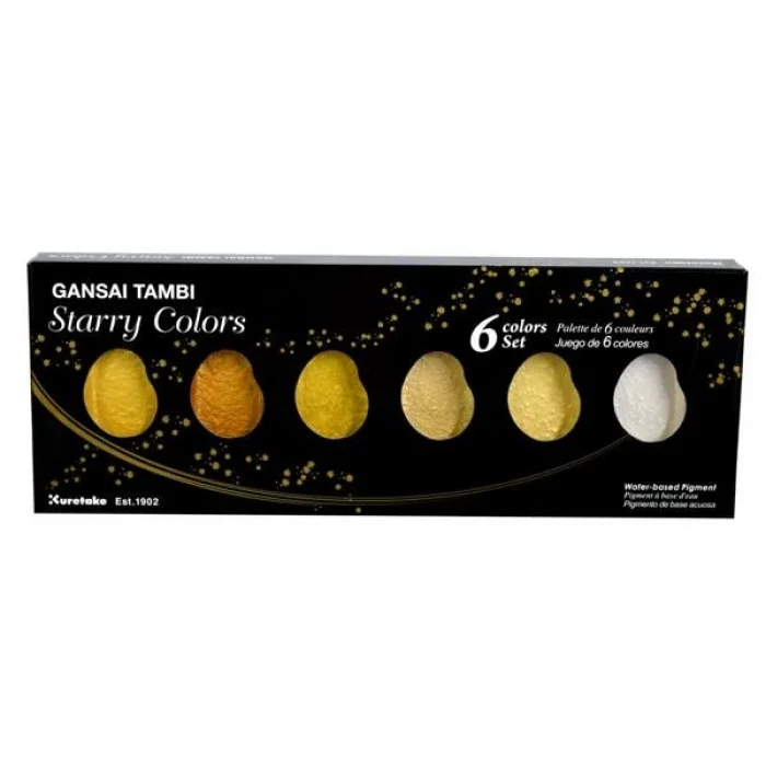 Zig Kuretake Gansai Tambi Starry Colors Yaldız Tablet Sulu Boya Seti 6 Renk