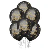 Altın Happy Birthday Baskılı Siyah Krom Balon 12