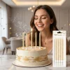 Altın Simli Beyaz Pasta Mumu Seti 15 cm 6 Parça