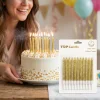 Altın Simli Pasta Mumu Seti 12 Parça