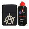 Atomic Benzinli Çakmak Benzin Seti Siyah Anarchy Symbol