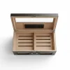 Camlı Puro Kutusu Humidor Mat Siyah 100s