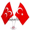 Çiftli Kırmızı Üçhilal Masa Bayrağı