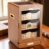 Cigarloong Camlı 4 Çekm.Puro Kutusu Humidor Ceviz 150s