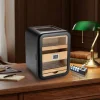 Cigarspa Elektronik Nemlendiricili Camlı 5 Çekmeceli Puro Kutusu Humidor Skylight Siyah