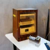 Cigarspa Elektronik Nemlendiricili Camlı Işıklı Puro Kutusu Humidor Ceviz