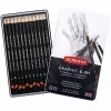 Derwent Graphic Dereceli Kalem Karakalem Eskiz Çizim Seti Hard (Technical) 12li Teneke Kutu