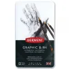 Derwent Graphic Dereceli Kalem Karakalem Eskiz Çizim Seti Hard (Technical) 12li Teneke Kutu