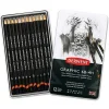 Derwent Graphic Dereceli Kalem Karakalem Eskiz Çizim Seti Medium (Designer) 12li Teneke Kutu