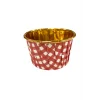 Roll-up Muffin Kek Kapsülü Kırmızı-Altın Pötikare Desenli 25 Adet
