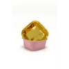 Dolphin Muffin Kare Pembe-Altın Kek Kapsülü 25 Adet