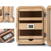 Elektronik Nemlendiricili Camlı 5 Çekmeceli Puro Kutusu Humidor Skylight Ceviz